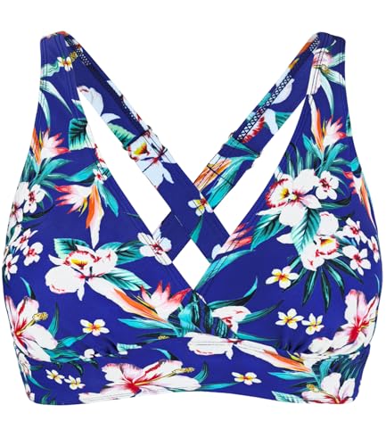 Image of Women's Sporty Adjustable Wide Straps Bikini Top Large Bust Criss Cross Back Supportive Swimsuit Tops Only
