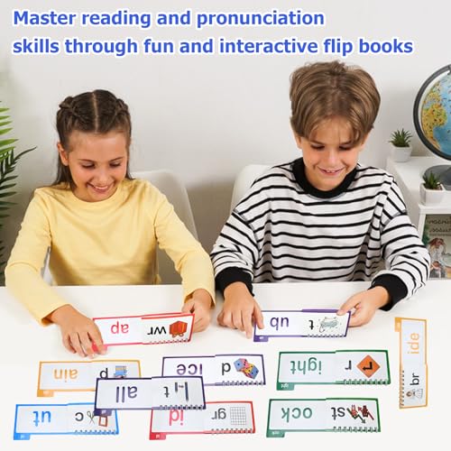 Image of 30 Read and Rhyme Flip Books for Kids, Word Family Phonics Flash Cards for Toddlers, Kindergarten & Homeschool Preschool Learning Activities, Sight Words Games for Ages 3+