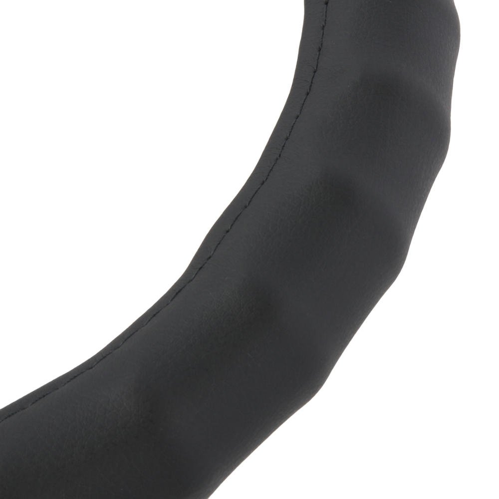 Motor Trend Ergonomiczny uchwyt, pokrowiec na kierownicę, do małych rozmiarów kierownic w samochodach, SUV-ach, łodziach (34,3-37,8 cm) (prawdziwa skóra (czarna))
