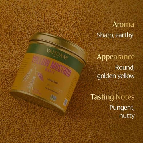 Image of VAHDAM, Yellow Mustard Whole (3oz /90g) Guten-Free, 100% Raw Whole Yellow Mustard Seeds Whole for Cooking & Pickles | Perfect for Cooking | Direct from Source