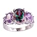 Psiroy Women's 925 Sterling Silver 3ct Created Rainbow Topaz & Amethyst Filled Ring Band