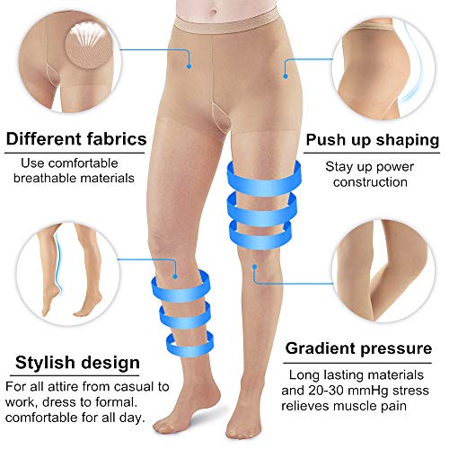 Image of Varicose Veins Compression Pantyhose Stocking 20 30 mmHg Closed Toe Support Hose