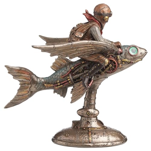 Escultura Veronese Steampunk Pez Volador 8.5 pulg miniatura 6