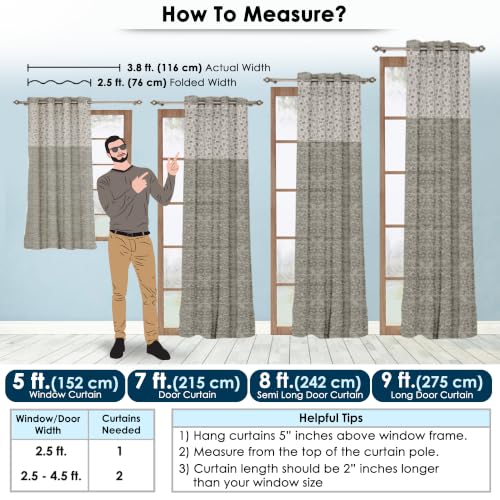 Image of Door Curtains 7 Feet Pack of 1, Geometric, Beige