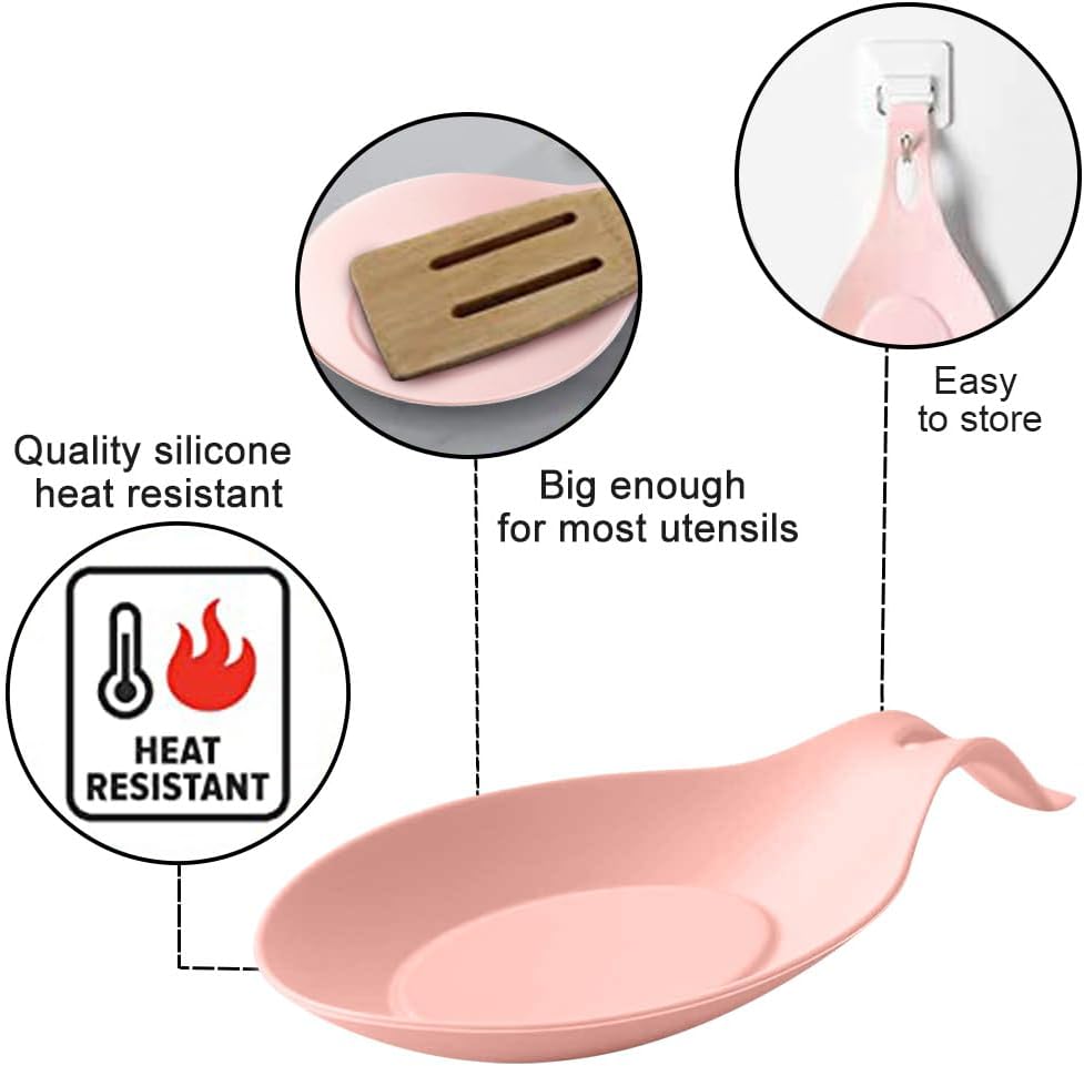 Silicone Spoon Rest for Stove Top Set of 3, Heat Resistant