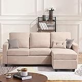 HONBAY Convertible Sectional Sofa Couch L Sofa with Reversible Couch and Linen Fabric for Small...