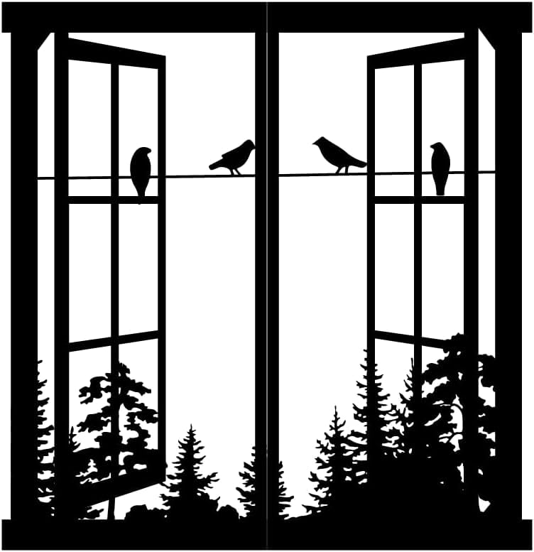 BLIND SHOP Metal Wall Art Birds In the Window Landscape Wall Hanger Mountain and Forest Nature Decor Unique Large Wall Art for Interior Design & Housewarming Gift (58x56x1.5 CM)-image-9