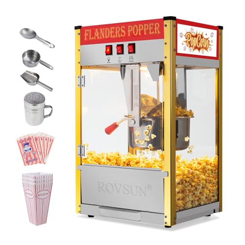 ROVSUN Popcorn Machine Movie Theater Style w/ 10 Ounce Kettle Makes Up to 4 Gallons ETL Certified...