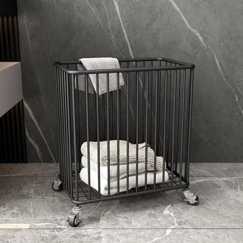 Panier à linge en maille avec roulettes robustes et fluides