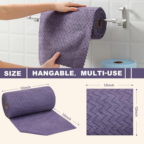 Image of 80 Pack Microfiber Cleaning Cloth Roll Reusable Paper Towels 12 inchx12 inch Tear Away Cloth,Absorbent Dish Rags for House Kitchen,Wash Cloths,Lint Free Rags for Window Cars Cleaning Supplies