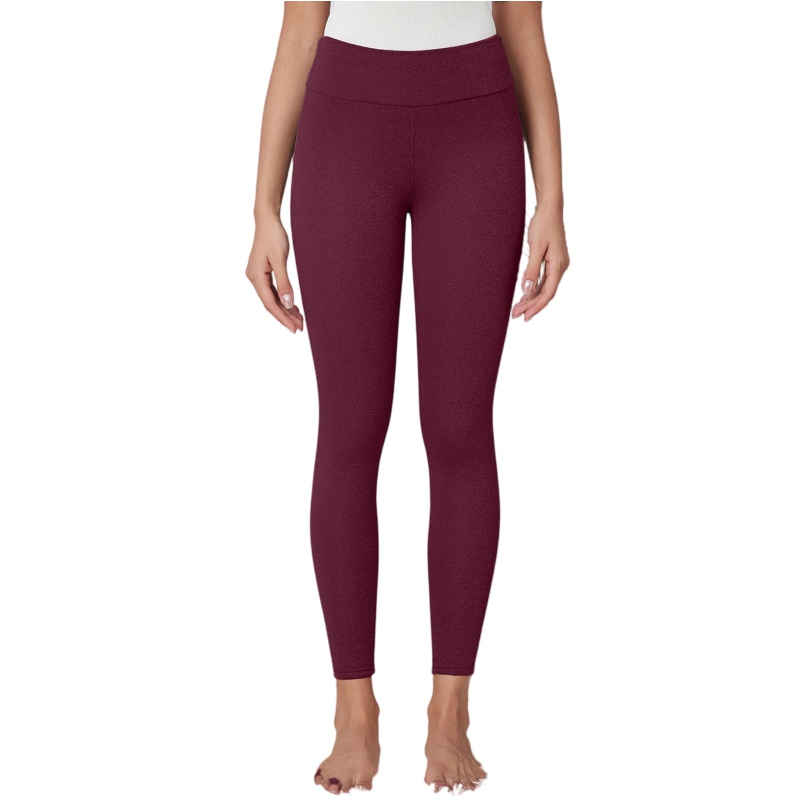Fleece Lined Leggings Women No Front Seam Leggings for Women Tummy Control Fleeced Tights Fleece-Lined Yoga Trousers