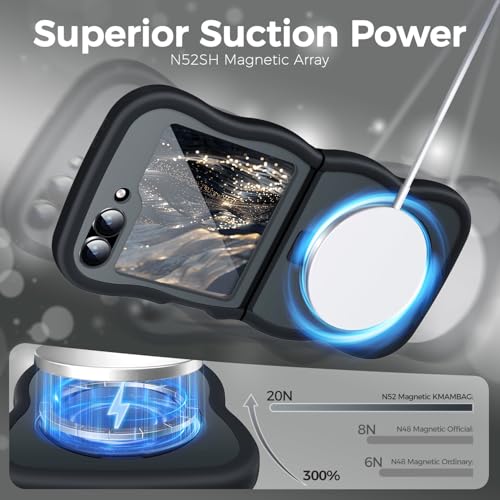 Image of Cute Wavy Magnetic Stand Case for Galaxy Z Flip 6 /5 Fit for MagSafe, Black