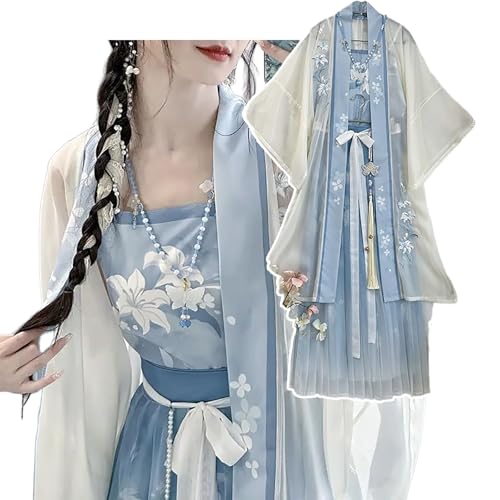 Vestido chino para mujer que estiliza la figura en un traje azul de 3 piezas