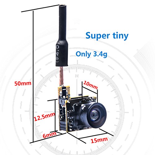 Wolfwhoop WT05 Micro AIO 600TVL Kamera nur 3,4 g 5,8 GHz 25 mW FPV Sender mit Dipol-Messing-Antenne Combo für FPV Quadcopter Drohne