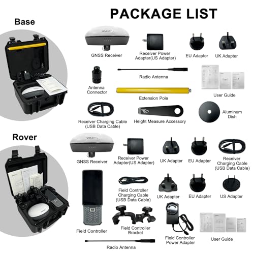 Image of SMA20 RTK PPK GNSS Receivers GPS Land Surveying Equipment Rover Base Collector, Free Software,Calibration Free, NOAA Certified1cm Accuracy,1408 Channels, Connect with UAV /Drone,for Topographic and GIS