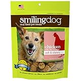 Herbsmith Smiling Dog Treats - Soft and Chewy Dog Treats for Senior Dogs - Dog Training Treats - Real Chicken Dog Treats with Flax & Peas - 8 oz