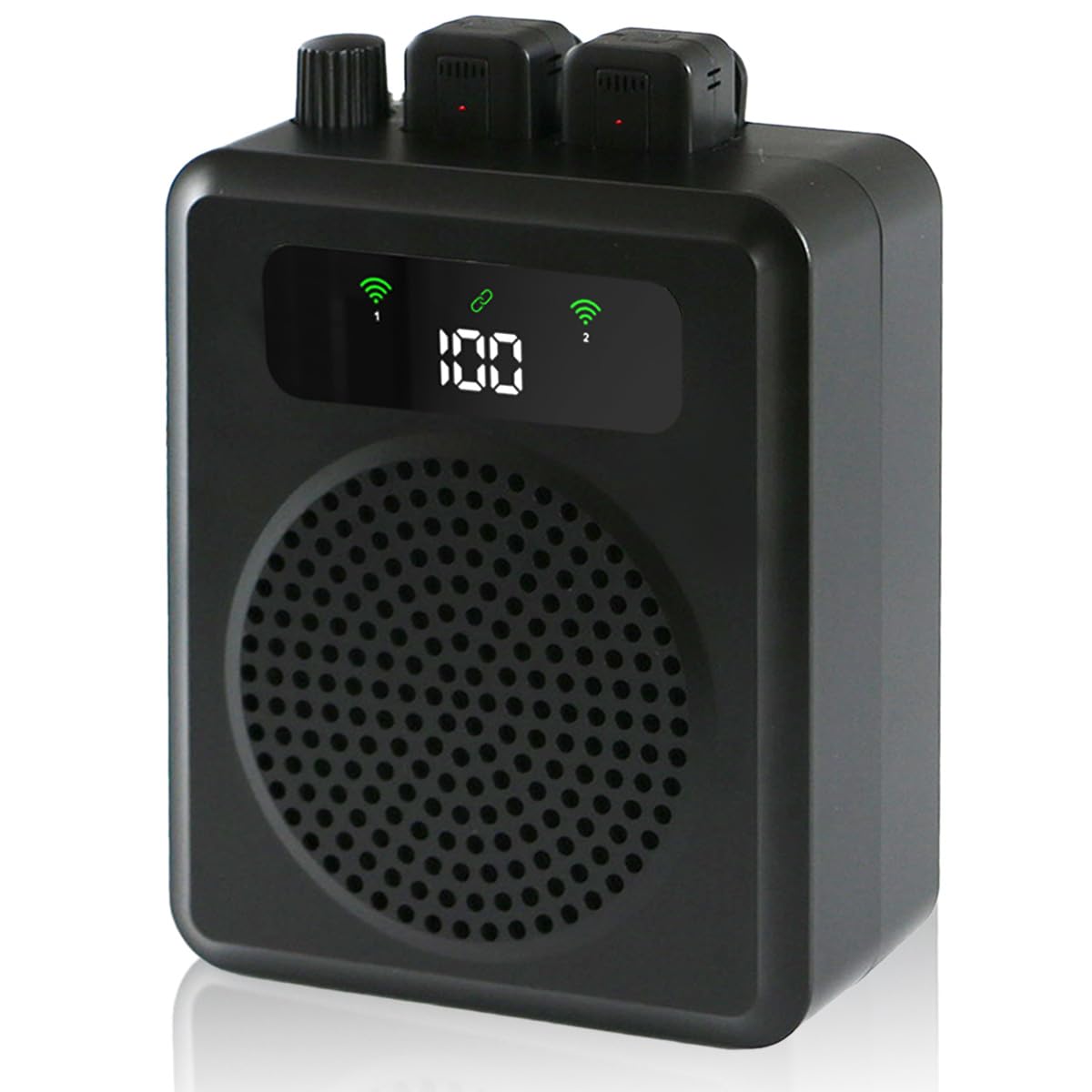 Amplificatore vocale portatile con microfono lavalier, clip on microfono con altoparlante, amplificatore vocale wireless con microfonos per insegnanti in classe, riunioni e all'aperto (Nero)