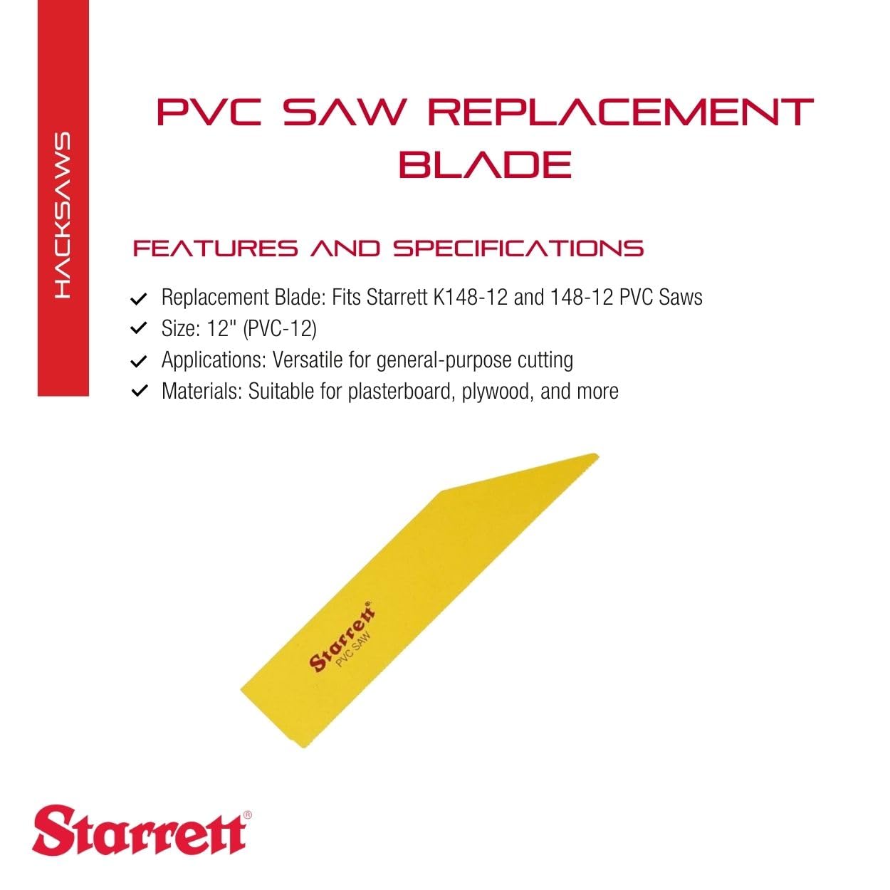 Starrett PVC-12 Replacement Blade for PVC Saw 12" Length - Image 2