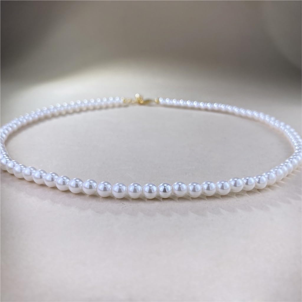 Pearls，Necklace Pearl Necklace S925 Silver-white Shell Imitation Pearl 5.0 Necklace Simple French Versatile Collar Pearl Necklaces For Women
