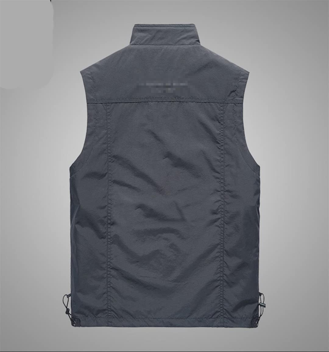 Hommes en plein air multi-poches photographie gilet de pêche mâle col montant fermeture éclair Camping chasse gilet Khaki 3Xl
