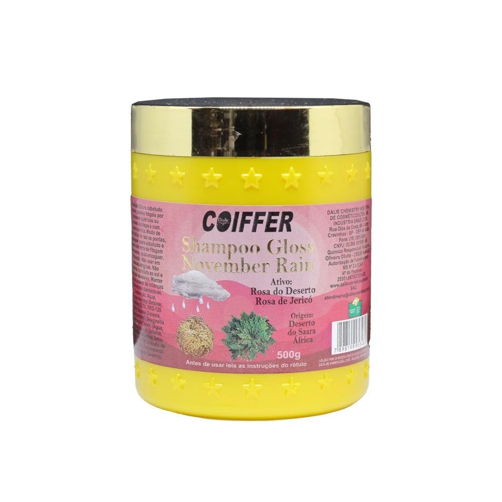 Coiffer Champú Brillante November Rain, 500 ml, Hidratante para Cuero Cabelludo Sensible y Cabello Dañado, Brillo, Fuerza y Vitalidad | Producto de brasil
