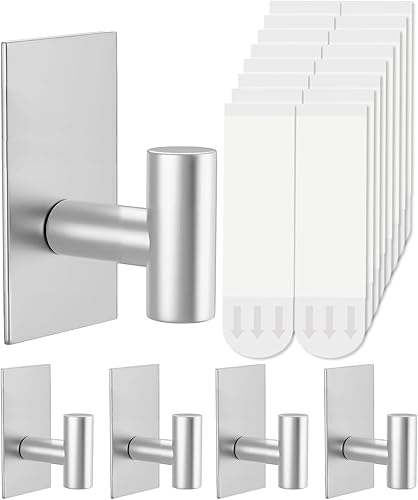 Miniatura 14 de 8 ganchos para toallas resistentes para colgar, ganchos adhesivos de pared con tiras extraíbles, adhesivos sin daños, para exteriores, para baños,