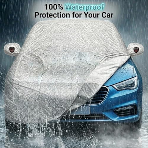 Image of Autofurnish 'Aero Series' Car Cover for Hyundai Alcazar 2021 (100% Waterproof, Triple Stitched, Bottom Elastic, Dustproof, Secure Buckle Strap,Precision-Fit & Breathable Fabric, Car Body Cover) Silver
