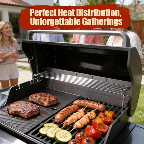 Denmay 7637 Gusseisen Grillplatte 44,4 x 26cm für Weber Spirit I II E210 E220 S210 S220 Gasgrills (mit vorderen Bedienknöpfen), Grillplatte Ersatzteile für Weber Spirit I II 200, 1 Stück