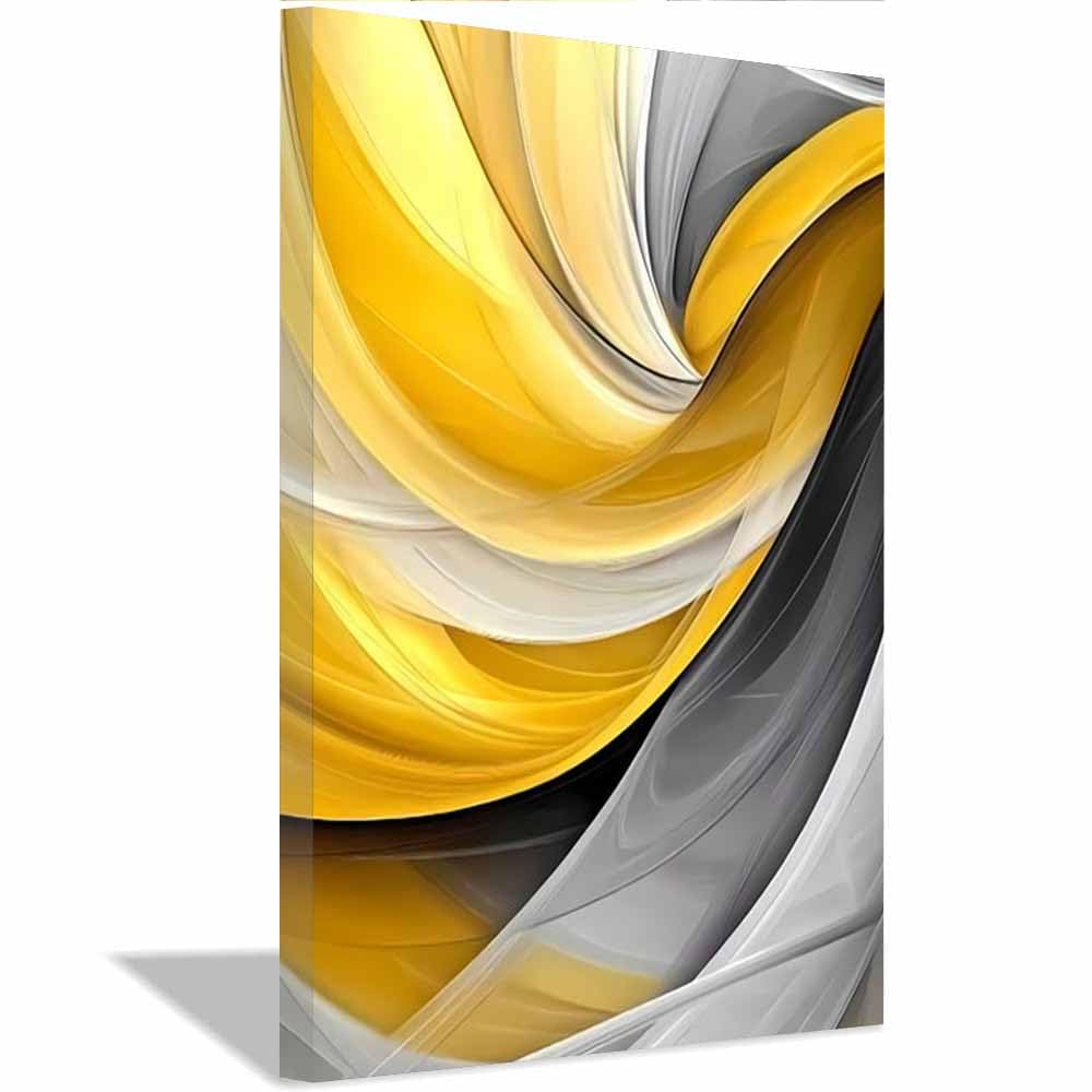 QUSAAOU Modern Wandbild Grau Gold Fließende Abstrakte Linien Kunstdruck Auf Leinwand Bild Schlafzimmer üBer Bett Room Decor Geschenke Moderne Kunst-Abstrakt(Gold)-70x100cm Gerahmt