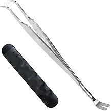 iJiZuo Tick Remover Tweezers, 2 in 1 Tick Tick Tongs Curved Tip Stainless Steel Tick Tweezers for Humans, Dogs, Cats, Pets