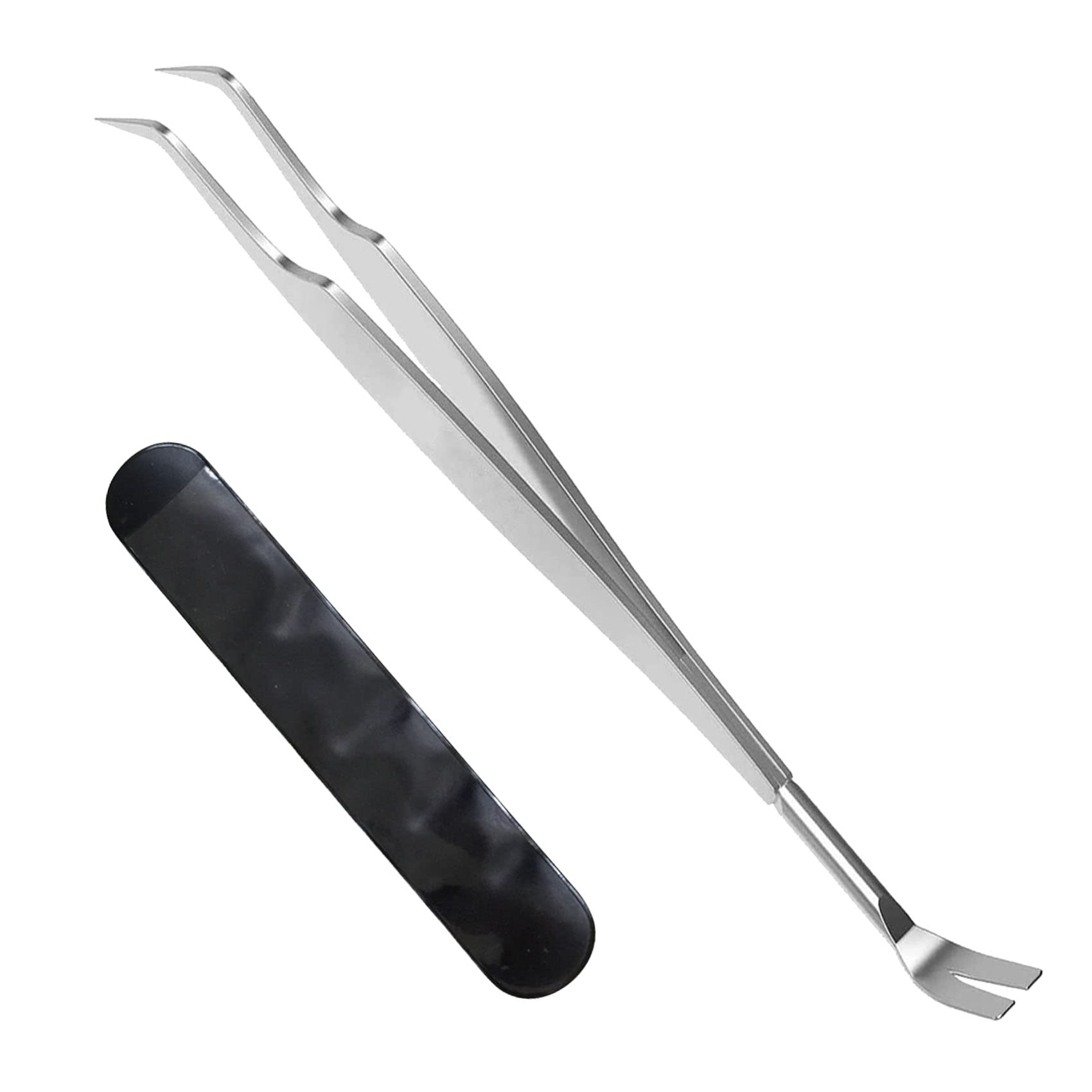 iJiZuo2 in 1 Professional Tick Tweezers and Tick Hooks, Reliable Against Ticks of Any Size, Tick Remover for Humans, Dogs, Cats (with Leather Bag)