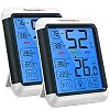 ThermoPro TP55 Digitale thermo-hygrometer, voor binnen en buiten, temperatuur- en luchtvochtigheidsmeter met indicator voor binnenklimaatbeheersing, 2-delige set