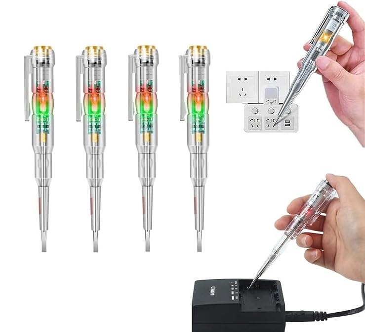 4-Pack LED Voltage Tester Pen Set – Clear Insulated Screwdriver Circuit Tester with High-Brightness LED Indicator Light, Non-Contact/Contact AC/DC Test Pen for Household, Outlets-image-27