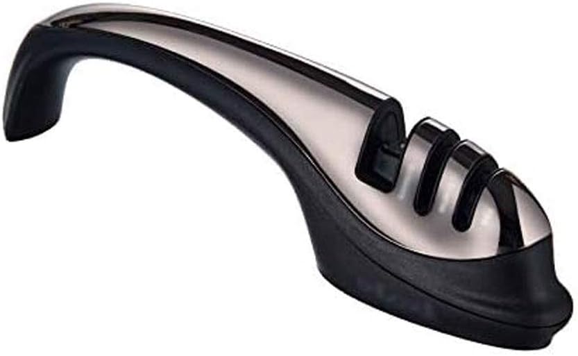 Premium Knife Sharpener, Heavy Duty 3-Stage Diamond Really Works for Ceramic and Steel Knives, Scissors. Easily Restores Dull to Sharp (Color : Black)