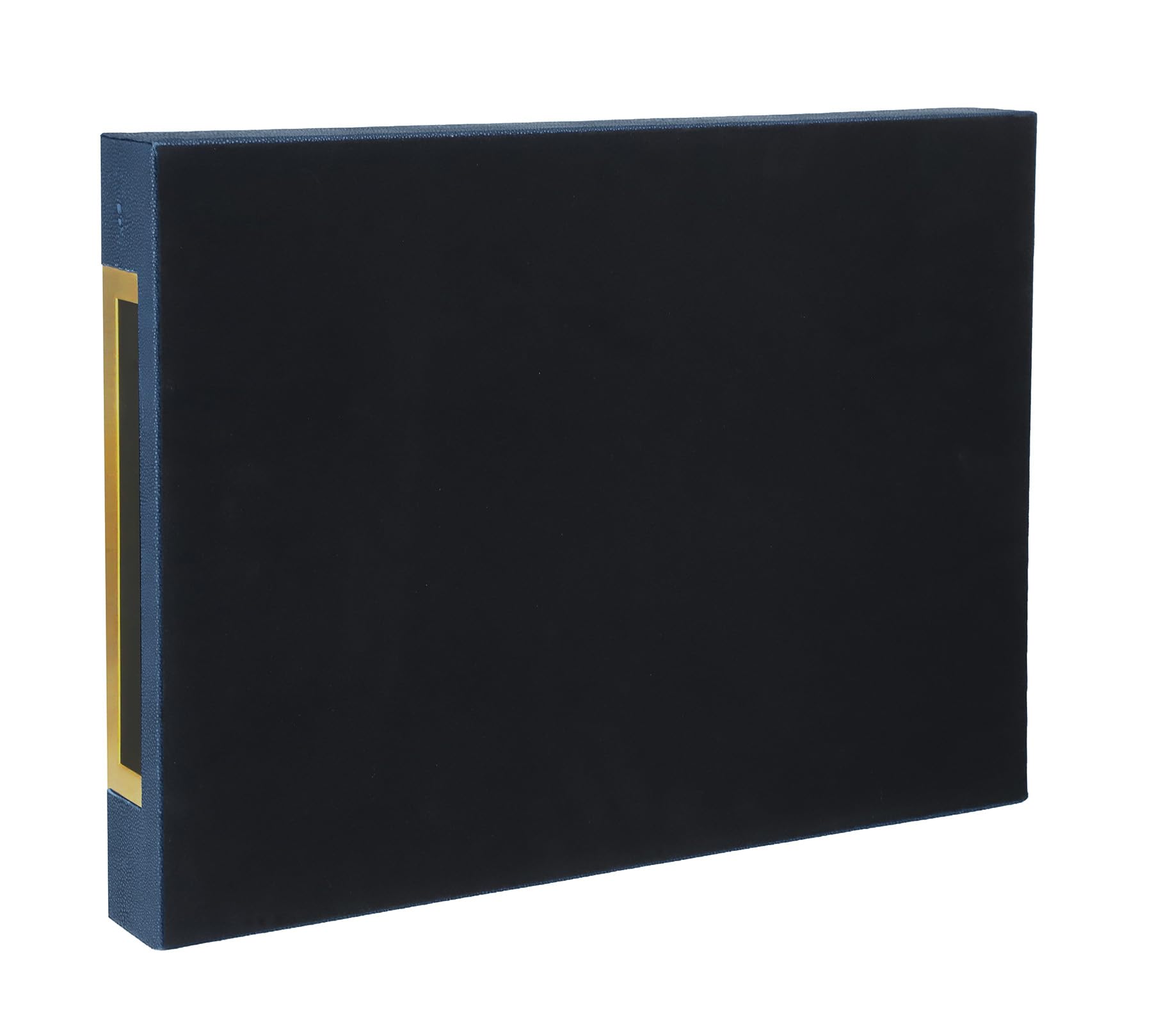HofferRuffer Plateau de service en similicuir avec poignées en métal doré, élégant plateau de rangement décoratif pour table basse, ottoman, décoration d'intérieur et de service (galuchat bleu, 41,1 x