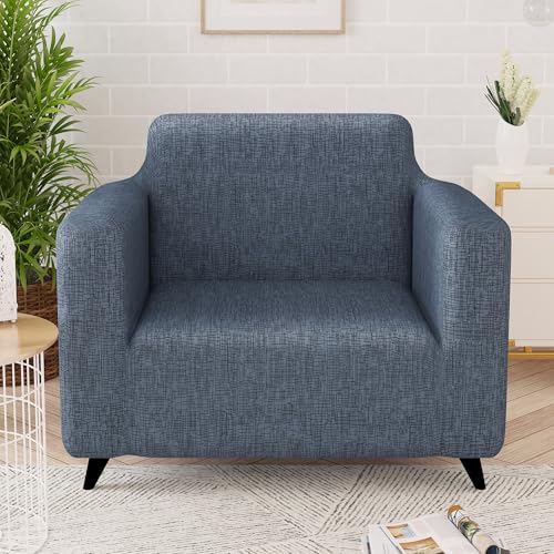 Image of Story@Home Sofa Cover Fully Covered Stretchable Polyester Spandex Elastic Sofa Cover for Living Room & Create Customized Set (Grey, 1 Seater)