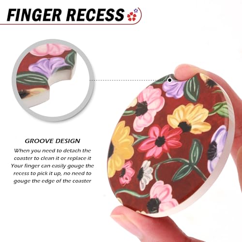50% Off Absorbent Car Cup Holder Coasters with Floral Pattern - Image 5