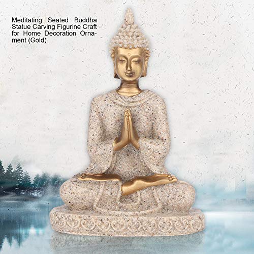 Estatua De Buda Para Meditación De Resina Y Piedra Dorada miniatura 3