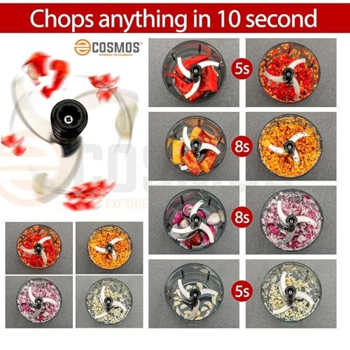 Image of E-COSMOS Food Chopper 800ml, 4 Blade Steel Large Manual Hand-Press Vegetable Chopper Mixer Cutter to Cut Onion, Salad, Tomato, Potato (Dusty Blush)