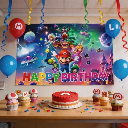Fondo temático para fiesta de cumpleaños de Mario 5x3.3 pies miniatura 5