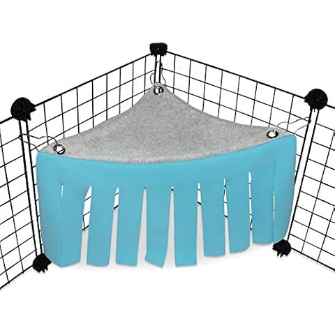 Corner Fleece Forest Hideout for Guinea Pigs, Ferrets, Chinchillas, Hedgehogs, Dwarf Rabbits and Other Small Pets - Accessories and Toys (Blue/Gray) Cover