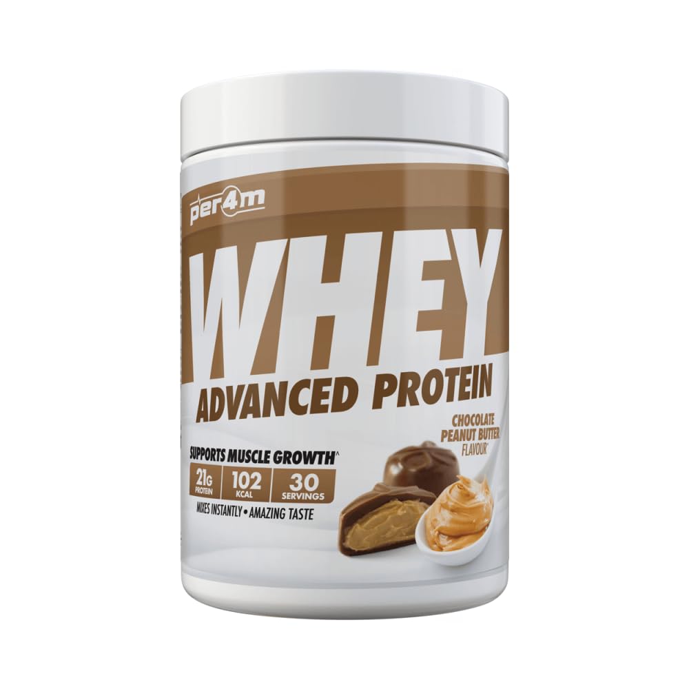 Per4m Whey Protein, Proteine con BCAA e Leucina, Sostiene Massa Muscolare e Recupero Post Workout, Ottima Solubilità, Integratore per Tutti i Livelli Sportivi – Chocolate Peanut Butter – 900g