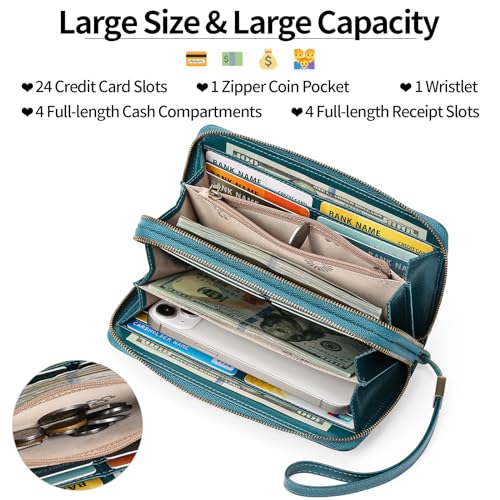 Image of GAEKEAO RFID Leather Wristlet Wallet for Women with Grip Strap