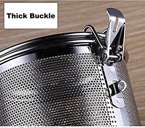 Colander Stainless Steel with Lid & Chain Hook, Fine Mesh Strainer Kitchen Food Net Pot Cooking Accessories for High Pressure Cooker Draining Vegetable Pasta Flavors-16 * 16.5cm