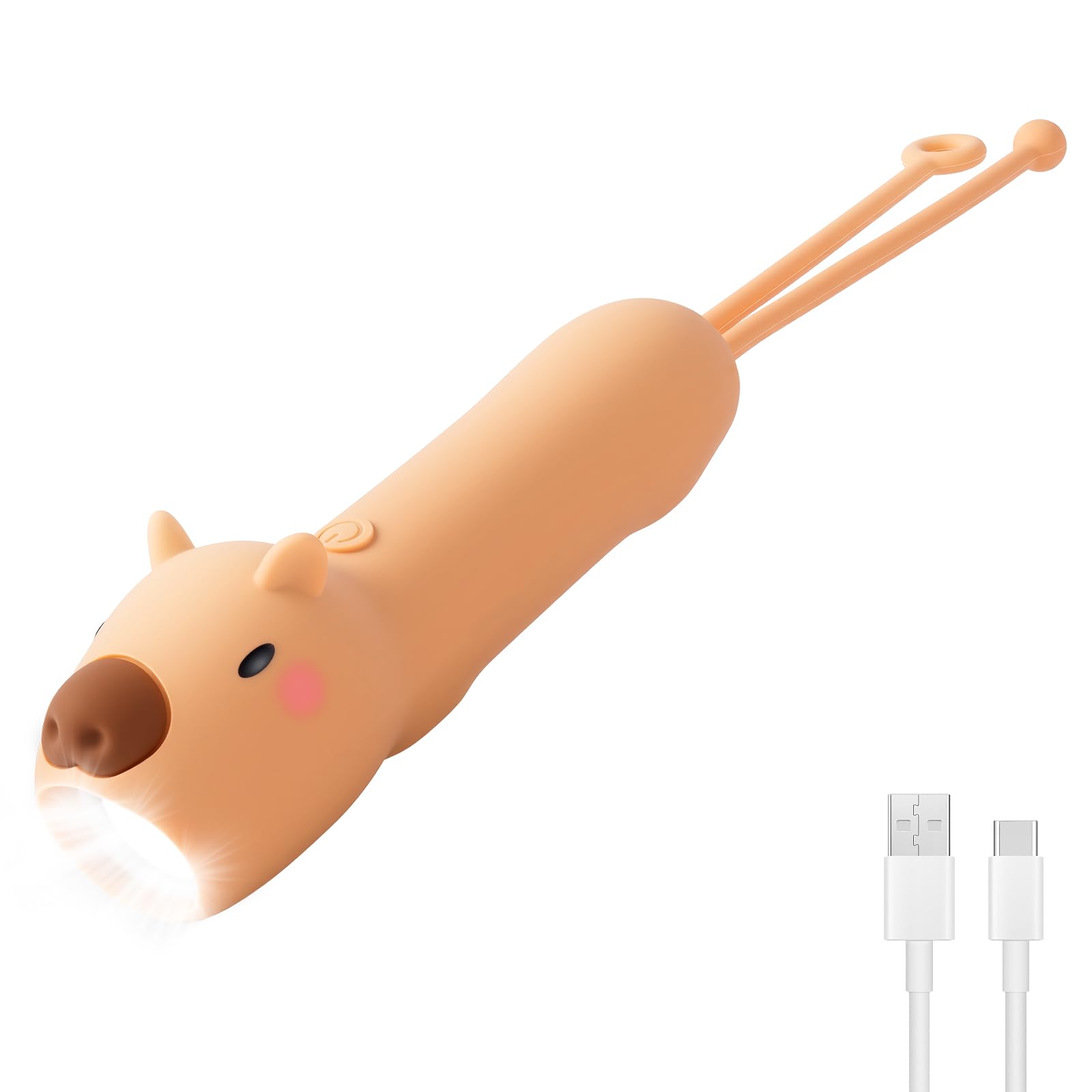 HOTUT Kid Flashlight LED Torch Rechargeable, Capybara Fun Flashlight, Cute Capybara Dimmable Silicone Flash Light for Camping, Outdoor Exploration, Dog Walking, Birthday Gift for Toddler