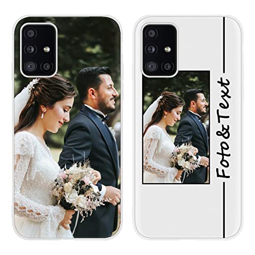 Yoedge Coque Personnalisée pour Samsung Galaxy A51 (4G) 6,5', Personnalisable Housse Étuis avec Photo Image Texte Etui, Mince TPU Silicone Antichoc Protection Custom Cover pour Samsung A51 (4G), Blanc