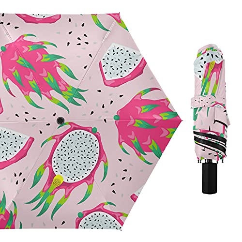 Parapluie compact portable pliable anti-UV resistant pluie motif fruit dragon - 2