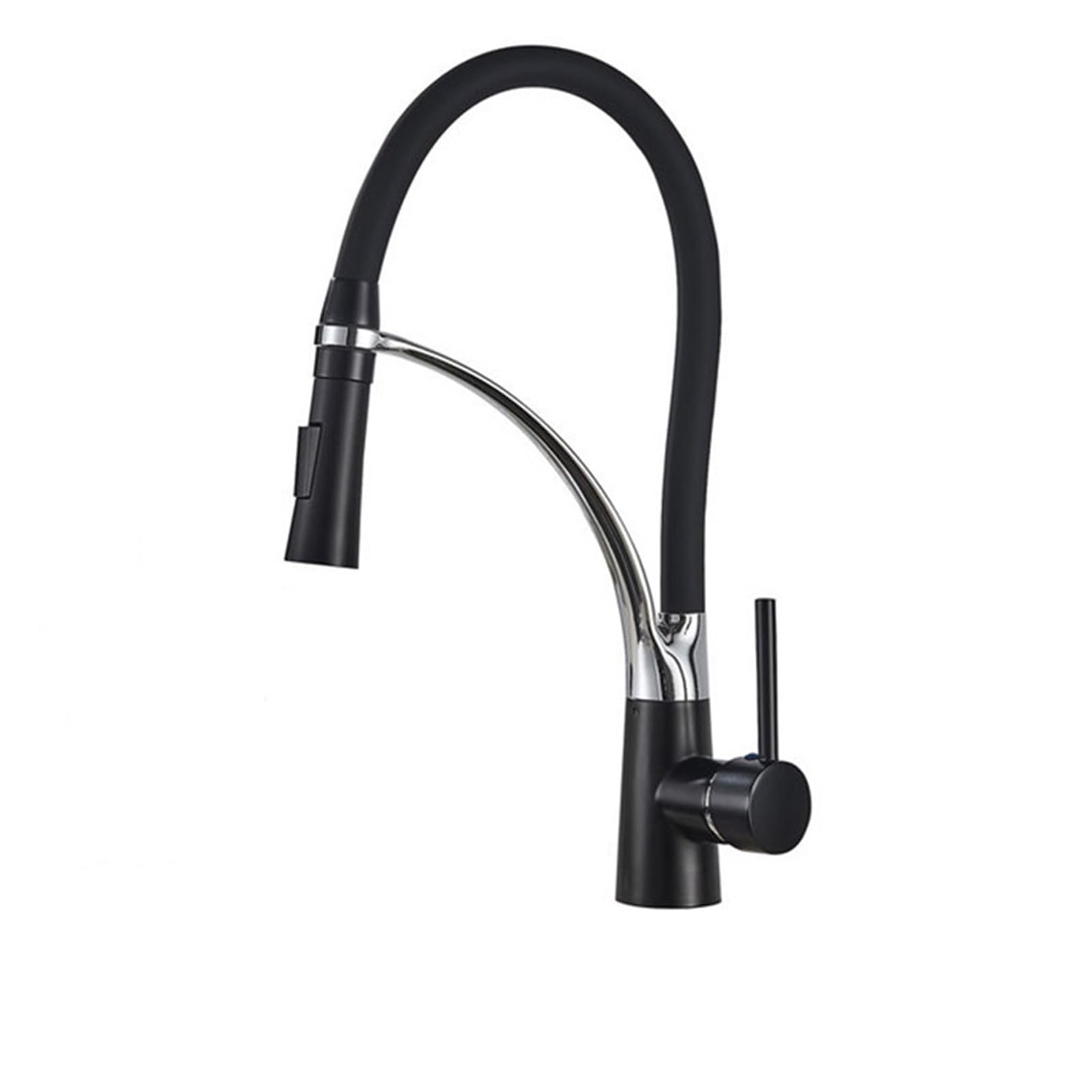 Grifo de cocina giratorio negro y cromado con manguera extraíble para fregadero moderno