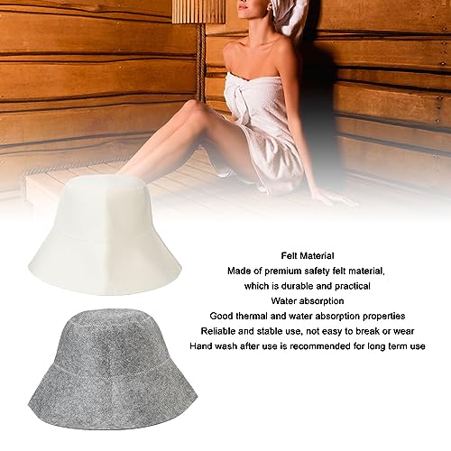 Sauna Bath Hat,Sauna Felt Hat Head Water Absorption Sauna Bath Hat Hat for Men and Women White and Grey