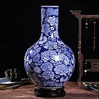 Amazon.co.jp: 景徳鎮の青と白の磁器の花瓶とベース、大きな